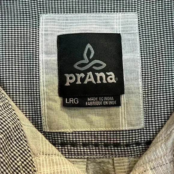 EUC PrAna 100% Organic Cotton Marvin button down short sleeve shirt Light Gray L - Picture 5 of 11